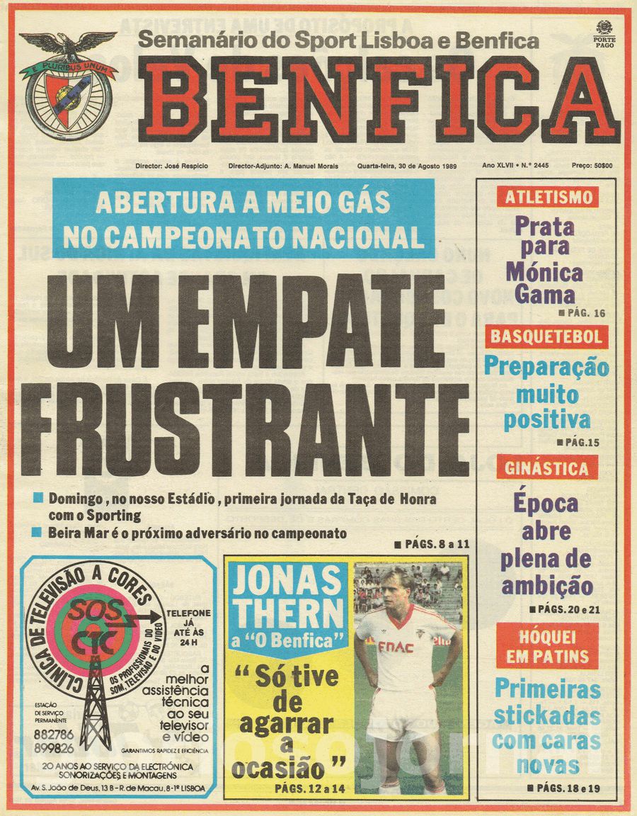 jornal o benfica 2445 1989-08-30